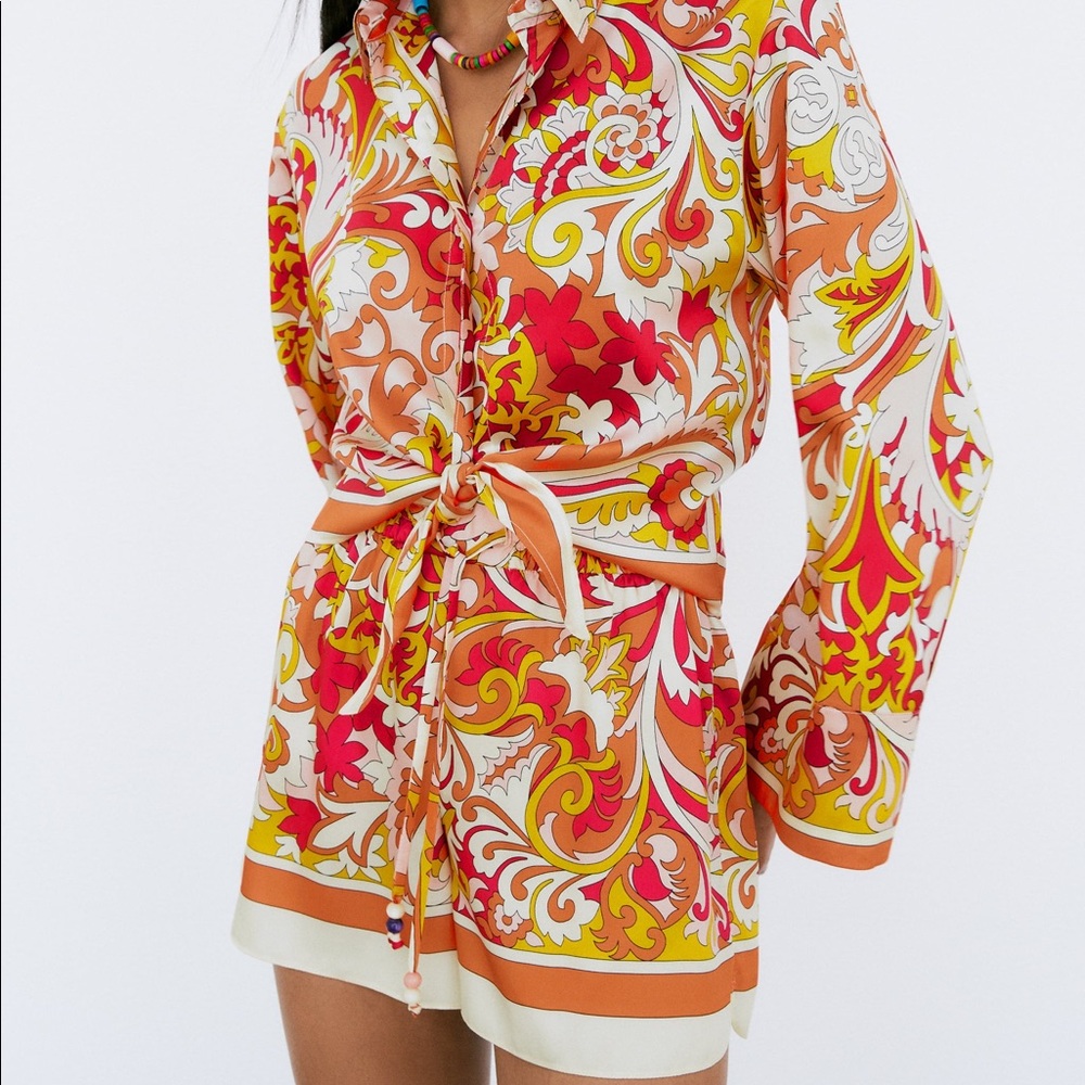 Zara orange/red print set XL